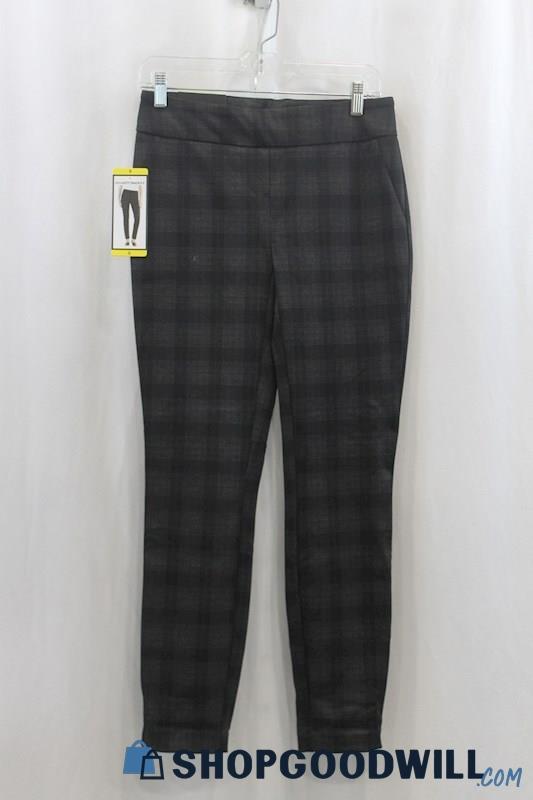 Hillary Ridley Women's Black/Gray Plaid Pull On Pant SZ S