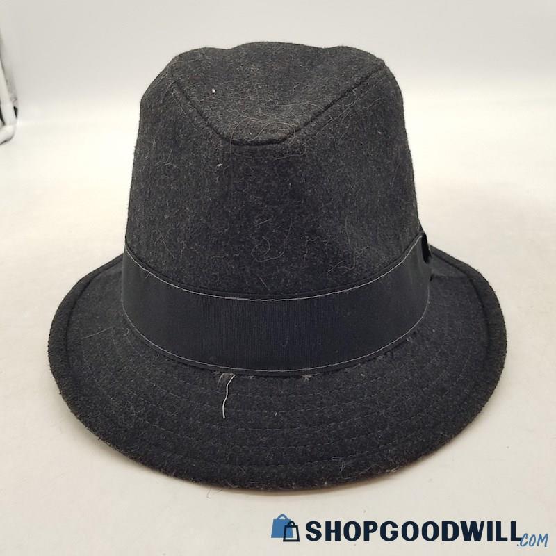 Stetson All American Band Black Wool Fedora Hat Sz L-XL