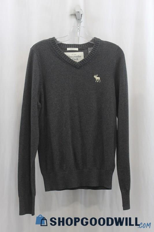 NWT Abercrombie & Fitch Mens Heather Charcoal Knit Sweater Sz M