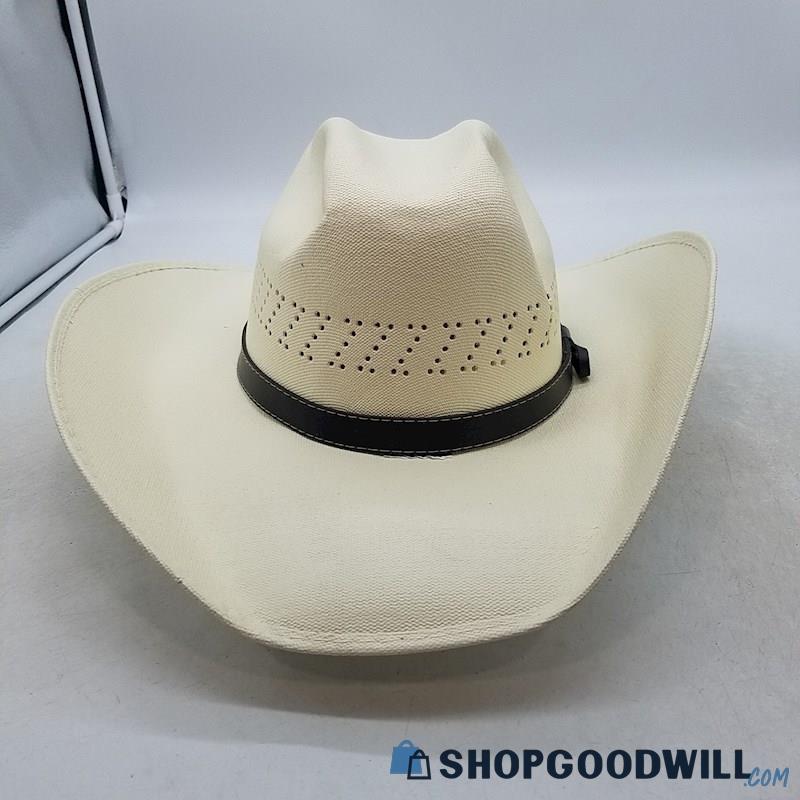 Unbranded Black And Cream Canvas Western Cowboy Hat Sz L