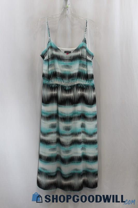 Vince Camuto Women's Teal/Black Pattern Sundress SZ L