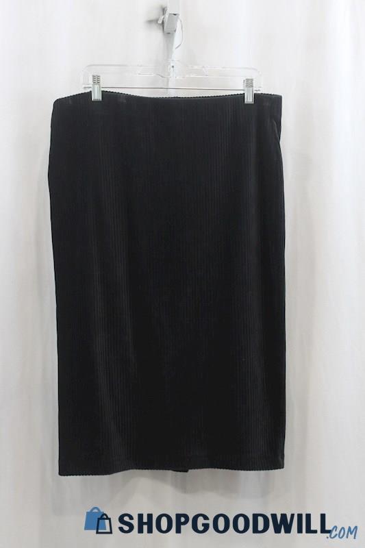 NWT J.Jill Women's Black Velour Rib Straight Skirt SZ L