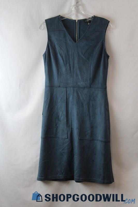 NWT The Limited Women's Dusty Blue Soft Velour V Neck Sleeveless Dress sz 6