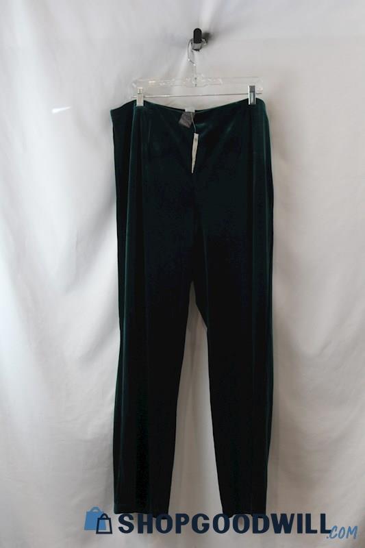 NWT Chico's Women's Emerald Green Velvet Straight Leg Pant SZ XL/16