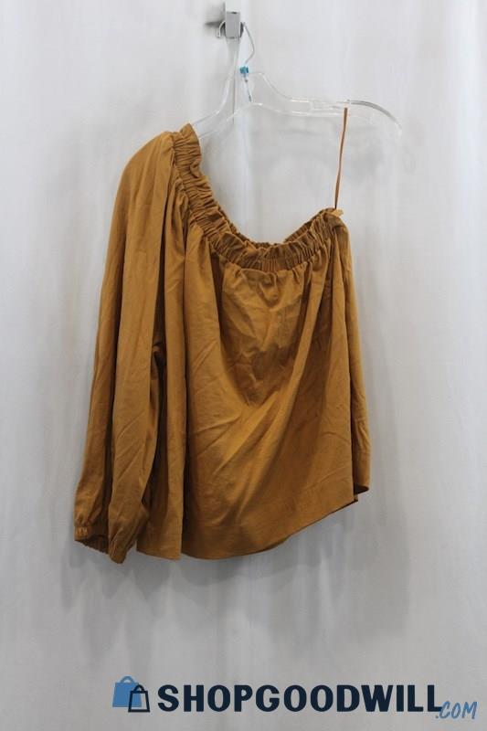 NWT Evereve Women's Brown One Shoulder Blouse SZ M