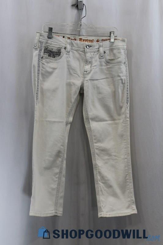 Rock Revival Women's White Easy Crop Jean SZ 29