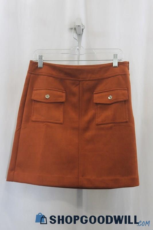 NWT Loft Womens Burnt Orange Front Pocket A-Line Suede Skirt Sz 6