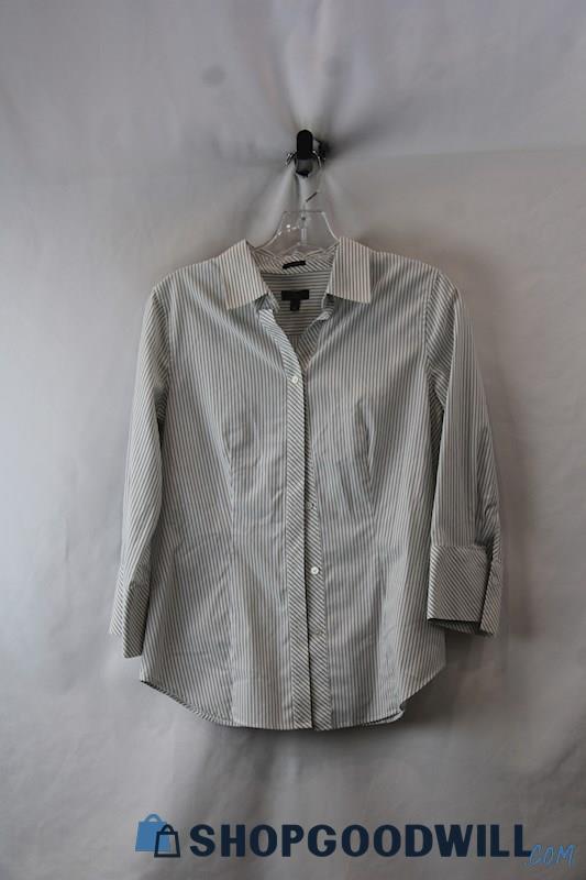 Talbots Women's Gray Striped Long Sleeve Button Up sz 2