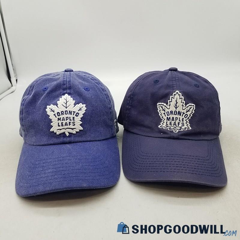 Lot of 2 NHL Toronto Maple Leafs Fanatics, Starter, Purple Adjustable Strap Hats