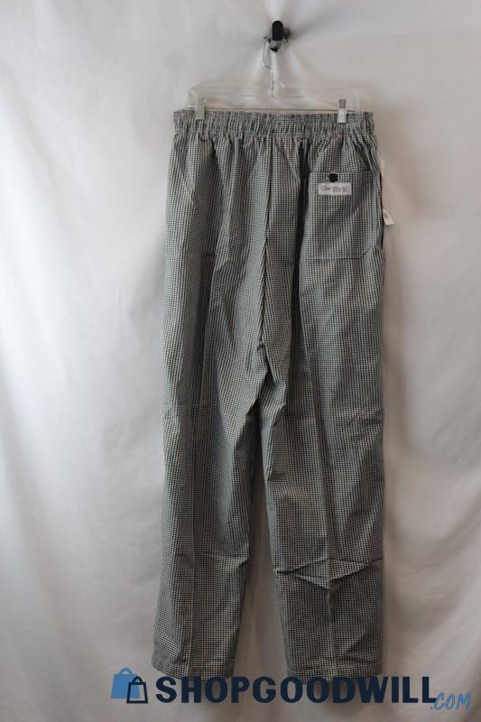 NWT Chef Works Men's Black/White Gingham Stretch Waist Pant SZ L