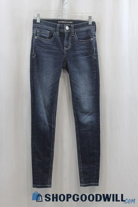 Express Jeans Women's Blue Wash Ankle Skinny Jean SZ 00