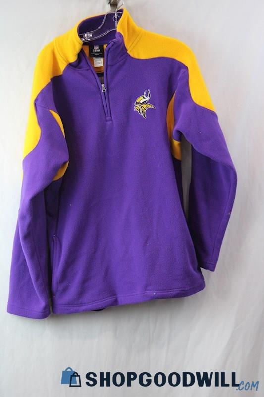 NFL Boys/Youth Purple/Yellow Vikings 1/4th Zip Sweater Sz XL