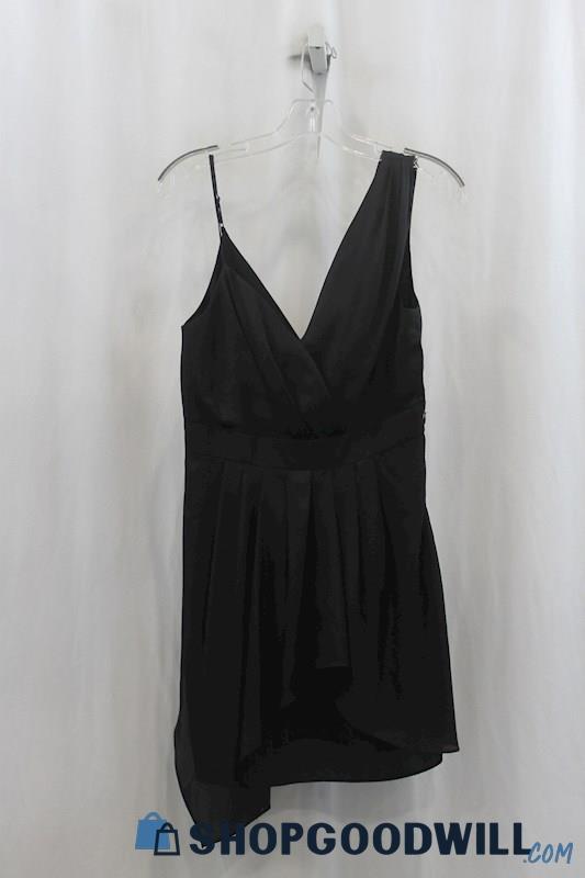 NWT BCBG Womens Black Pleated Asymmetric Shift Dress Sz 4