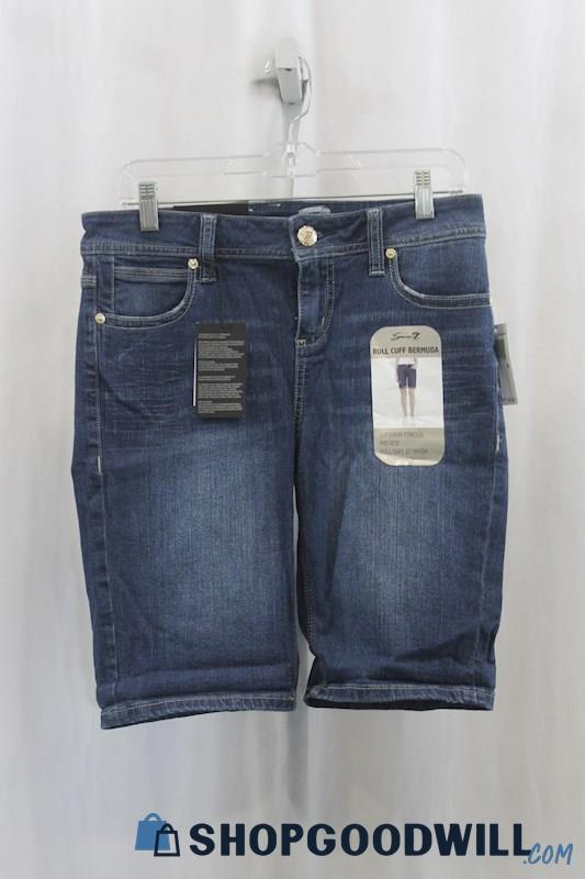 NWT Seven7 Womens Blue Washed Denim Bermuda Shorts Sz 4