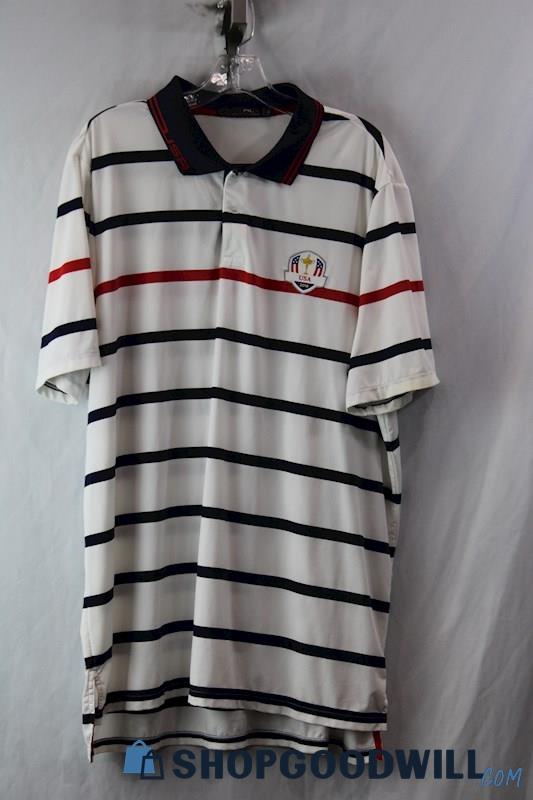 Ralph Lauren Men's USA 2016 White/Red/Blue Stripe Short Sleeve Polo Sz XXL