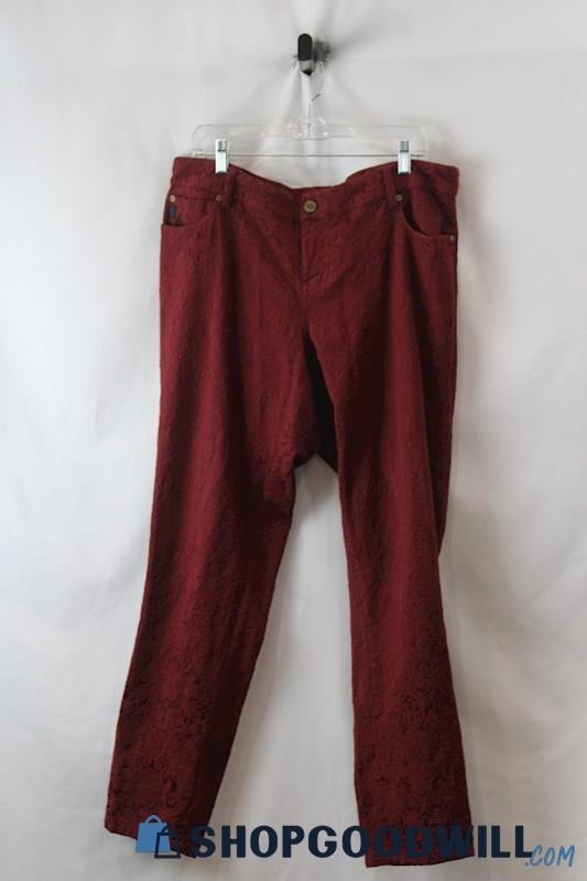 Torrid Denim Women's Red Embroidered Straight Leg Jean SZ 18