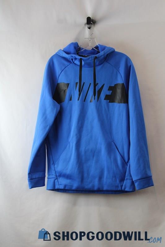 Nike Men's Blue Logo Graphic Fleece Lined Pullover Hoodie sz S