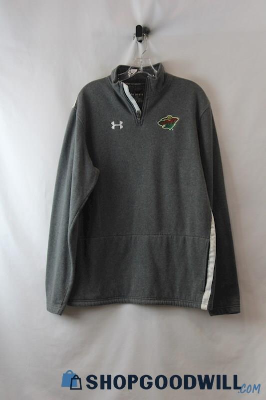 Under Armour Men's Gray MN Wild Hockey Graphic Henley Sweatshirt sz M