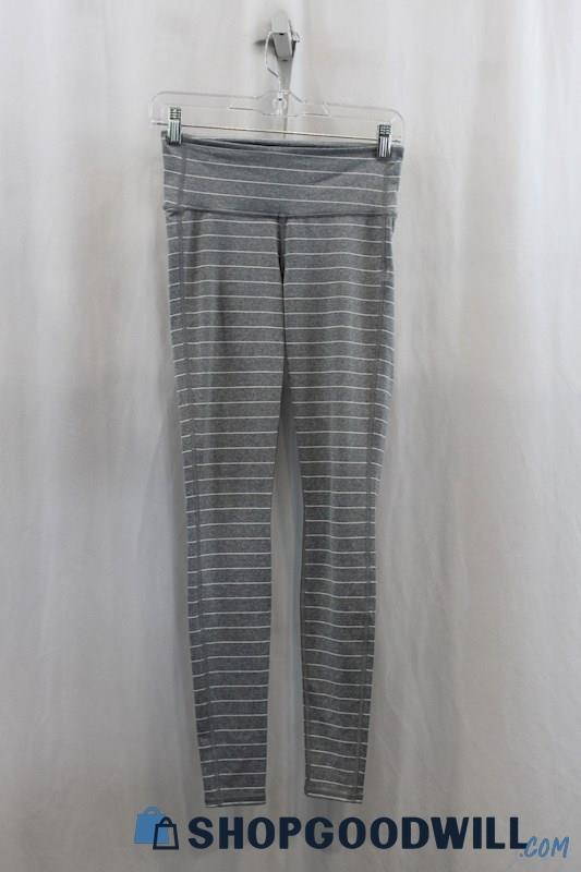 Athleta Womens Heather Gray/White Stripe Active Leggings Sz XS