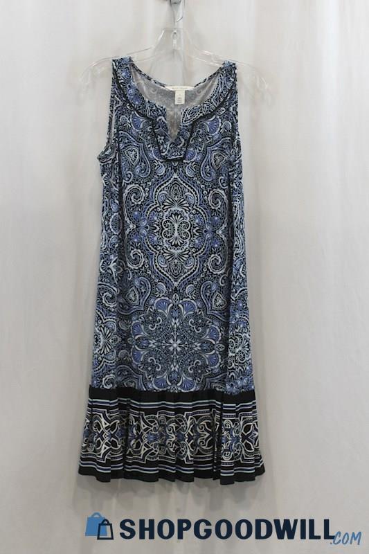 White House Black Market Women's Blue Design Tank Dress SZ S