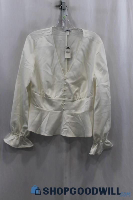 NWT Express Women's White V-Cut Blouse SZ L