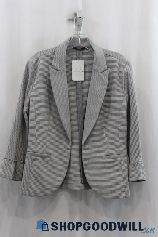 NWT Doe & Rae Womens Heather Gray Stripe Blazer Sz L