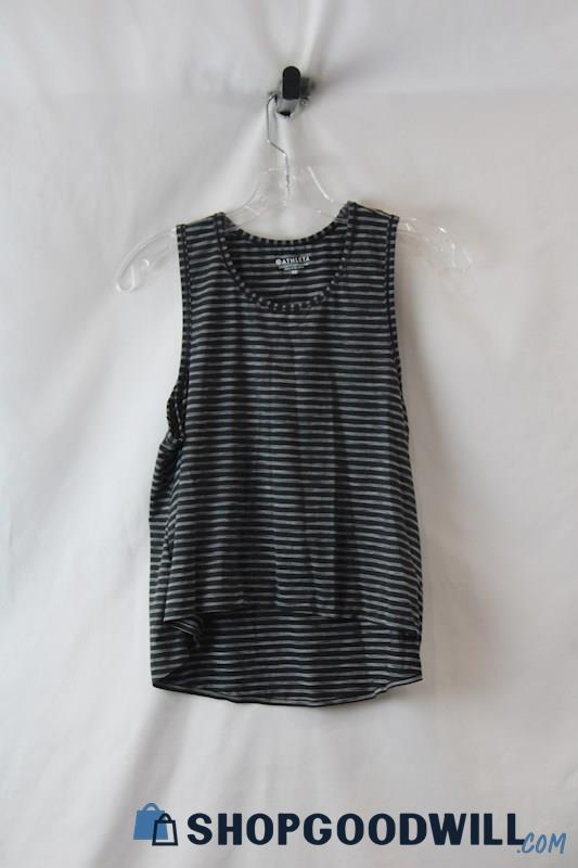 Athleta Women's Gray/Black Striped Scoop Neck Light Weight Tank Top sz XS