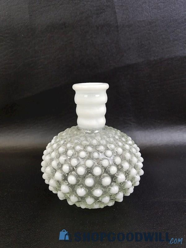 Vintage Hobnail White Small Glass Vase 5