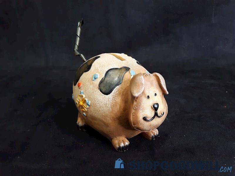 Appears Handmade Selvedge Style Dog Puppy Coin Bank Piggy Bank