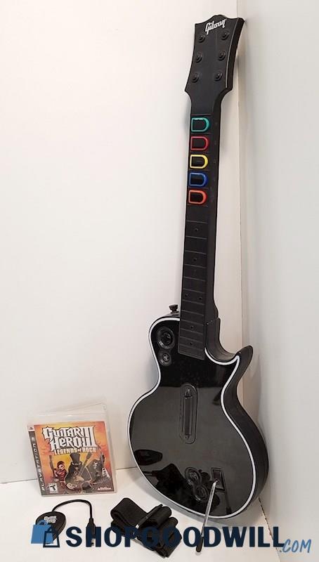  B) Playstation 3 Guitar Hero Les Paul Wireless Controller w/ Dongle & Game PS3