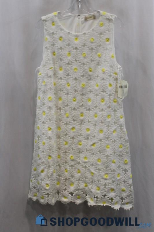 NWT Altar'd State Women's White/Yellow Flower Lace Tank Dress SZ L