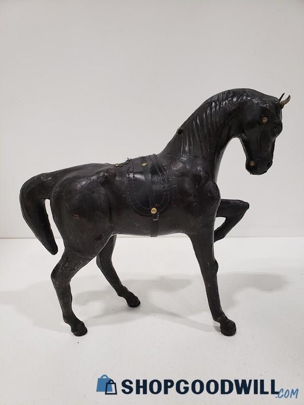 Vintage Horse Figurine Sculpture Leather & Paper 