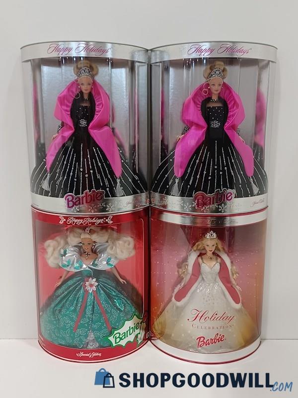 Happy Holidays/Holiday Celebration Special Edition Barbie Dolls Lot of 4 NRFB