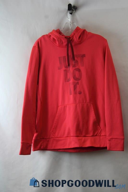 Nike Women's Neon Pink Word Graphic Pullover Hoodie sz L