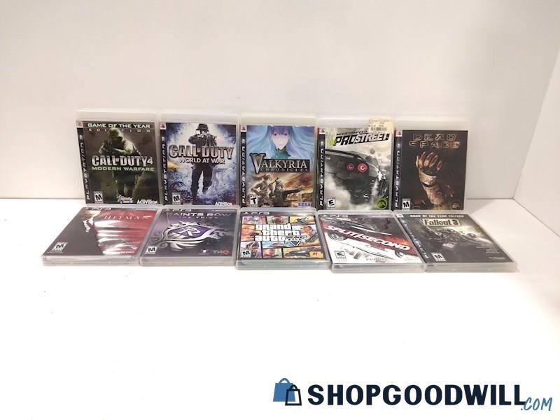 lot of 10 PlayStation 3 Video Game Bundle W/Call of Duty, Valkyria+MORE