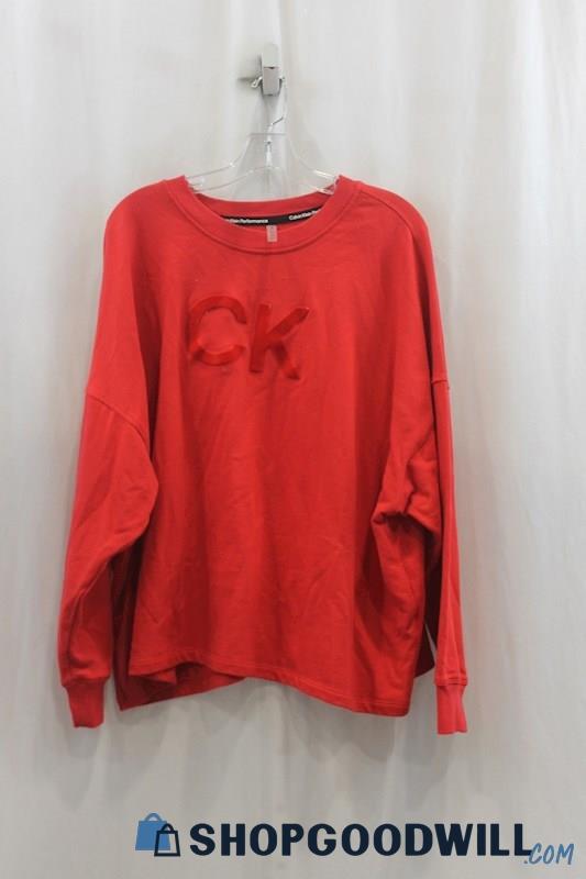 Calvin Klein Women's Red Logo Pullover Sweatshirt SZ 3X
