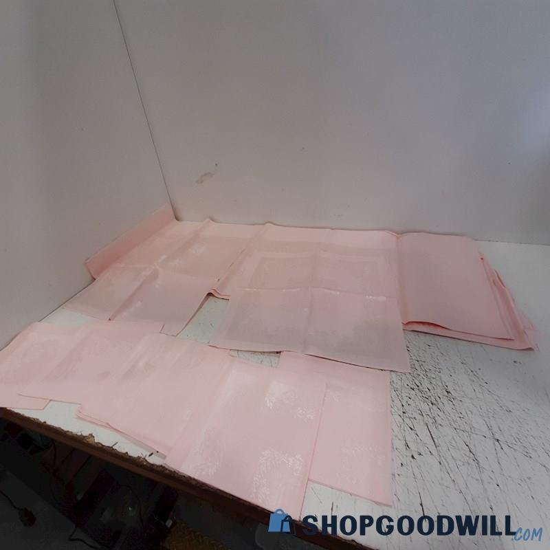 Lot Of Cotton & Rayon Pink Cloth Fabric W/ Art Work 