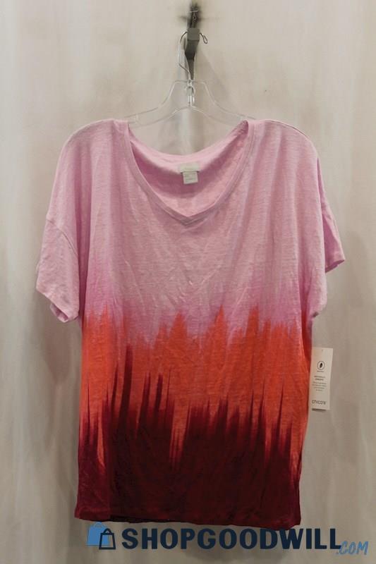 NWT Chicos Womens Purple/Orange Pattern Shirt Sz L
