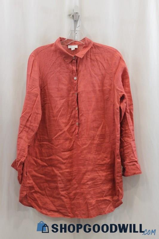 J.Jill Women's Pink Half Button Oversize Shirt SZ S