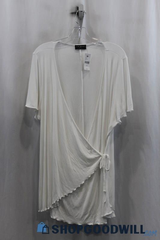 NWT Lane Bryant White Front Cross Wrap Blouse Sz 22/24