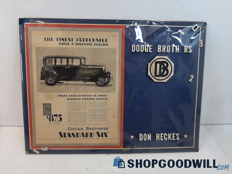 Vintage Advertisement of Dodge Brothers Car With Lettering 