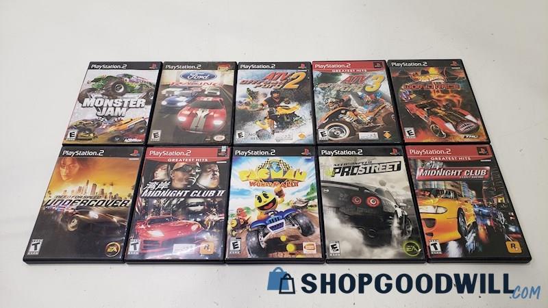 PlayStation 2 Video Game Lot of 10 - Midnight Club, Monster Jam & More
