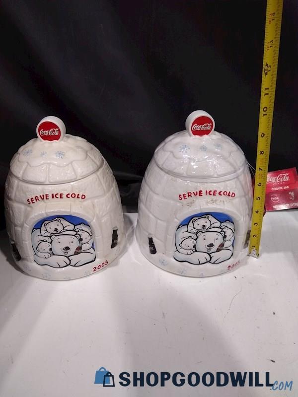 Coca Cola Polar Bear Igloo Cookie Jars
