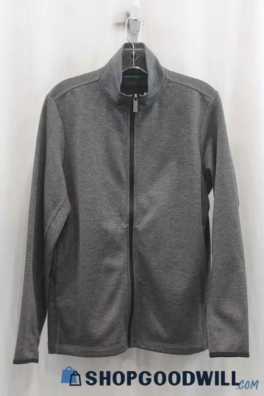 NWT Perry Ellis Mens Heather Charcoal Full Zip Sweater Sz S