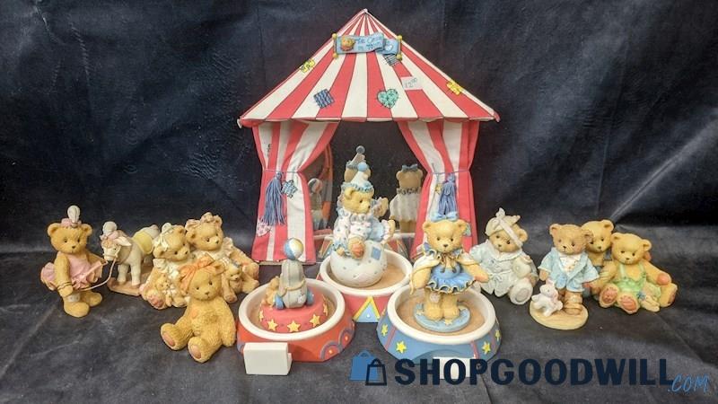 11pcs Vintage Cherished Teddies Bear Figurines Circus Tent & Base Collectibles