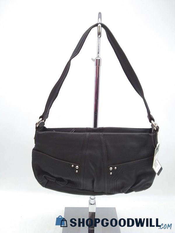 Tignanello Black Pebbled Leather Mini Hobo Handbag Purse 