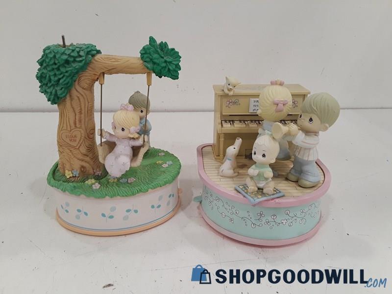 2PC Precious Moments Collectible Wind Up Musical Boxes
