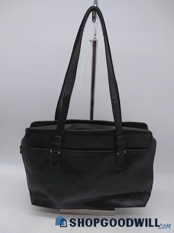 Worthington Black Leather Shoulder Laptop Handbag Purse 