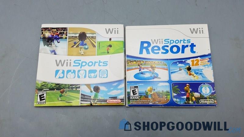  C) Wii Sports & Wii Sports Resort Games w/ Sleeves For Nintendo Wii