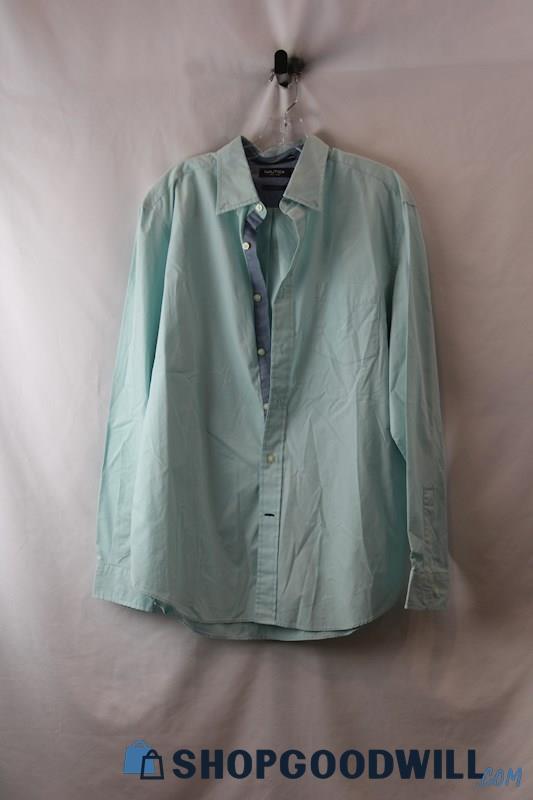 Nautica Men's Teal Long Sleeve Button Up Shirt sz L